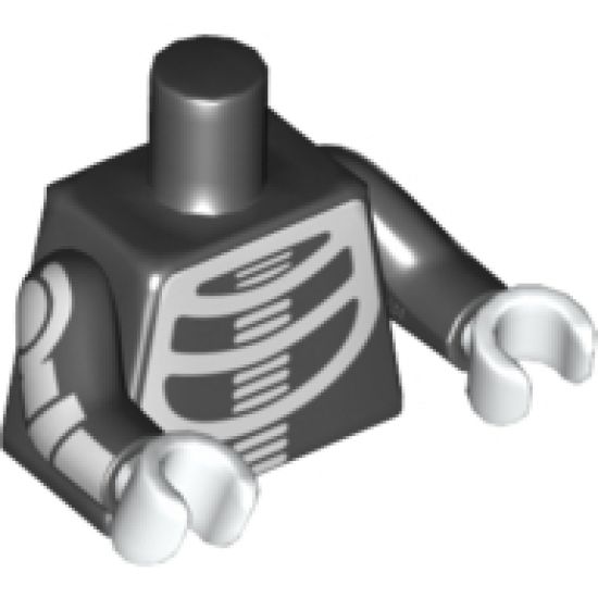Torso with White Skeleton Torso Pattern / Black Arms with White Skeleton Arm Pattern / White Hands