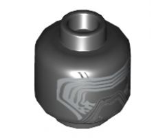 Minifigure, Head Alien Mask with Silver Lines Pattern (SW Kylo Ren) - Hollow Stud