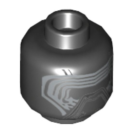 Minifigure, Head Alien Mask with Silver Lines Pattern (SW Kylo Ren) - Hollow Stud