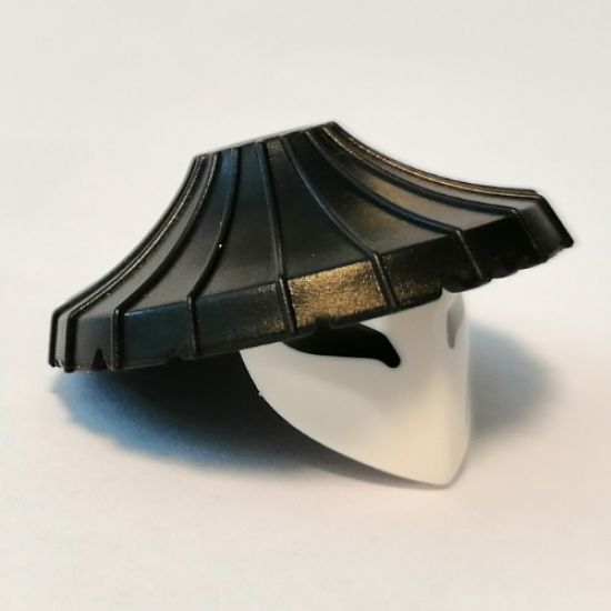 Minifigure, Headgear Hat, Conical Asian with Raised Center and White Mask With Large Black Eyes Pattern