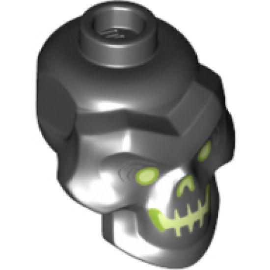 Minifigure, Head, Modified Skull with Yellowish Green Eyes, Nose and Mouth Pattern