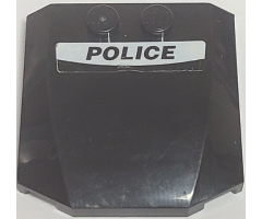 Wedge 4 x 4 x 2/3 Triple Curved with 'POLICE' with Black Curved Line on White Background Pattern (Sticker) - Set 8152