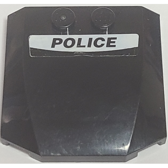 Wedge 4 x 4 x 2/3 Triple Curved with 'POLICE' with Black Curved Line on White Background Pattern (Sticker) - Set 8152