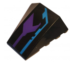 Wedge 4 x 4 No Studs with Dark Purple and Medium Azure Pattern Model Right Side (Sticker) - Set 70642