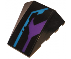 Wedge 4 x 4 No Studs with Dark Purple and Medium Azure Pattern Model Left Side (Sticker) - Set 70642