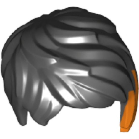 Minifigure, Hair Female Short Tousled with Side Part and Orange Highlights Pattern