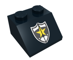 Slope 45 2 x 2 with Police Yellow Star Badge Pattern