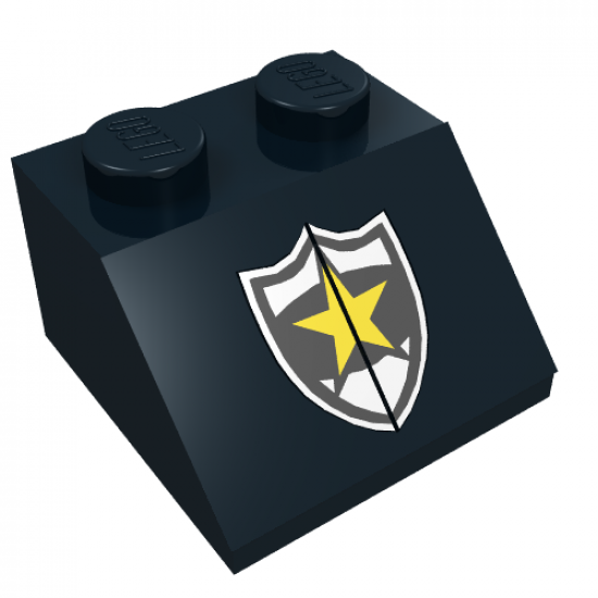 Slope 45 2 x 2 with Police Yellow Star Badge Pattern