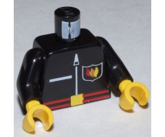 Torso Fire Flame Badge, Red Belt, and Zipper Pattern / Black Arms / Yellow Hands