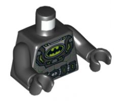 Torso Batman Logo in Lime Oval with Body Armor and Silver Belt Pattern / Black Arms / Black Hands