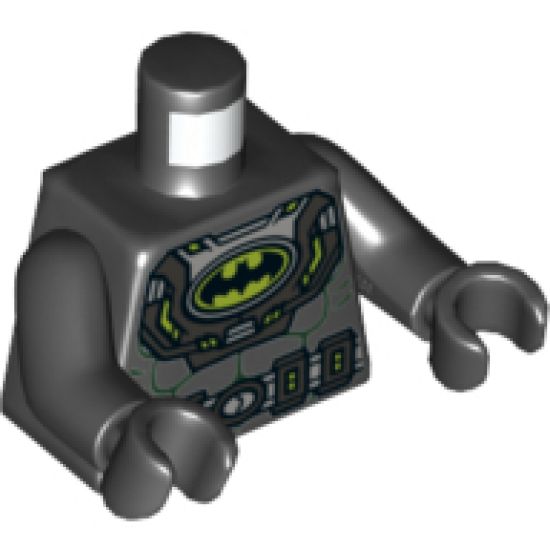 Torso Batman Logo in Lime Oval with Body Armor and Silver Belt Pattern / Black Arms / Black Hands