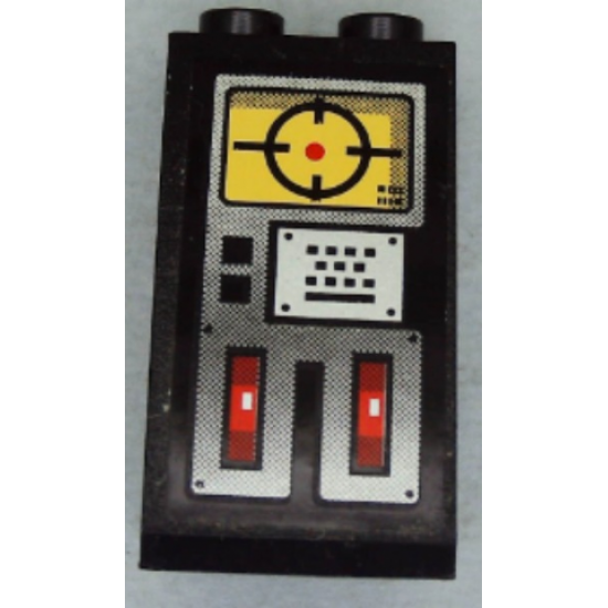 Slope 75 2 x 2 x 3 - Hollow Studs with Red Switches and Screen with Black Crosshairs Pattern (Sticker) - Set 8864
