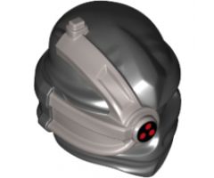 Minifigure, Headgear Ninjago Wrap with Silver Cyborg Eyepiece with One Red Dot on Bottom with Silver Outline Pattern