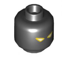 Minifigure, Head Dual Sided Triangular White and Yellow Eyes / Triangular White and Bright Light Blue Eyes and Lightning Pattern - Hollow Stud