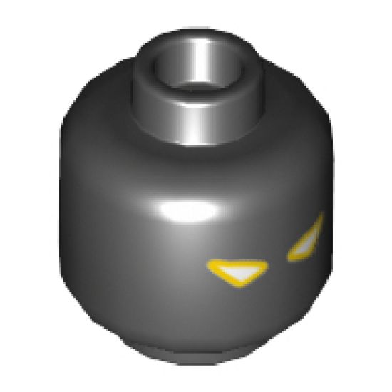 Minifigure, Head Dual Sided Triangular White and Yellow Eyes / Triangular White and Bright Light Blue Eyes and Lightning Pattern - Hollow Stud
