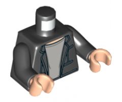 Torso Jacket over Light Bluish Gray T-Shirt with Light Nougat Neck Pattern / Black Arms / Light Nougat Hands