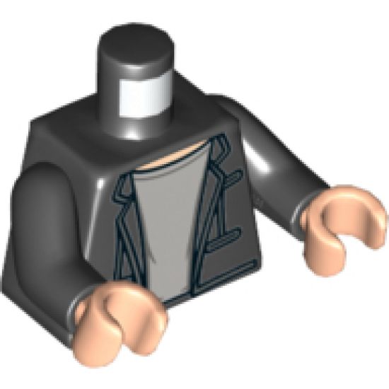 Torso Jacket over Light Bluish Gray T-Shirt with Light Nougat Neck Pattern / Black Arms / Light Nougat Hands