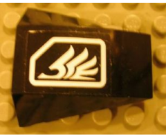Wedge 4 x 4 No Studs with White Quad Wing on Black Background Pattern (Sticker) - Set 8106