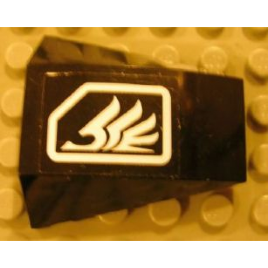Wedge 4 x 4 No Studs with White Quad Wing on Black Background Pattern (Sticker) - Set 8106