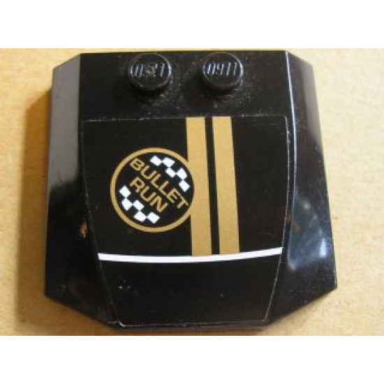 Wedge 4 x 4 x 2/3 Triple Curved with 'BULLET RUN' and Two Gold Stripes Pattern (Sticker) - Set 8147