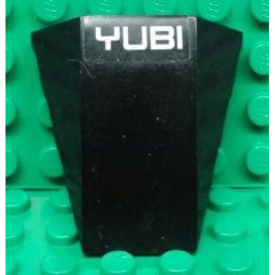 Wedge 4 x 4 No Studs with White 'YUBI' on Black Background Pattern (Sticker) - Set 8492