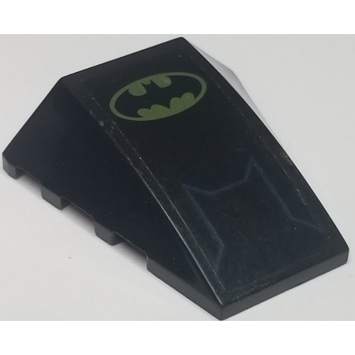 Wedge 4 x 4 No Studs with Dark Blue Line and Batman Logo Pattern (Sticker) - Set 6860