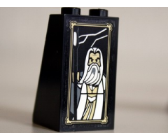 Slope 75 2 x 2 x 3 - Solid Studs with Portrait of Saruman the White Pattern (Sticker) - Set 10237