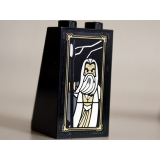Slope 75 2 x 2 x 3 - Solid Studs with Portrait of Saruman the White Pattern (Sticker) - Set 10237