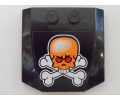 Wedge 4 x 4 x 2/3 Triple Curved with Orange Skull and White Crossbones Pattern (Sticker) - Set 8164