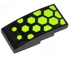 Slope, Curved 4 x 2 with Lime Hexagons Pattern (Sticker) - Set 70708