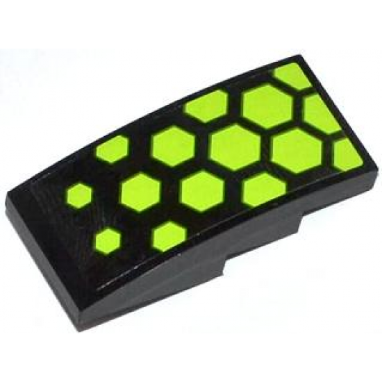 Slope, Curved 4 x 2 with Lime Hexagons Pattern (Sticker) - Set 70708