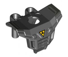 Minifigure, Body Wear Armor Space with Square Shoulder Protection with Blacktron I Logo and Silver Grille and Markings Pattern