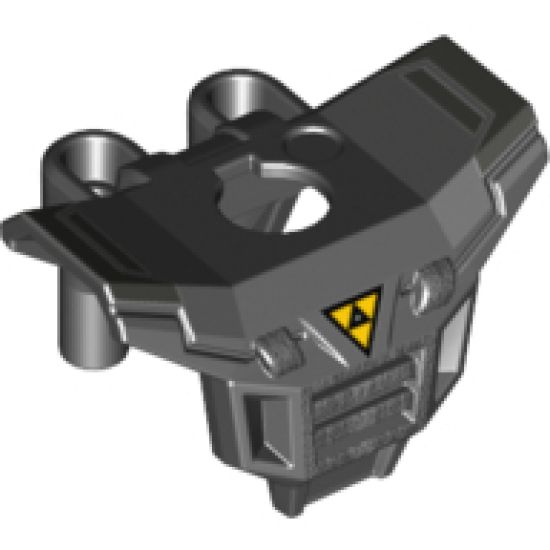 Minifigure, Body Wear Armor Space with Square Shoulder Protection with Blacktron I Logo and Silver Grille and Markings Pattern
