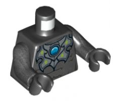 Torso Chima Silver Armor, Muscles and Blue Round Jewel (Chi) Pattern / Pearl Dark Gray Arms / Black Hands