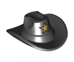 Minifigure, Headgear Hat, Cowboy with Gold Star Pattern