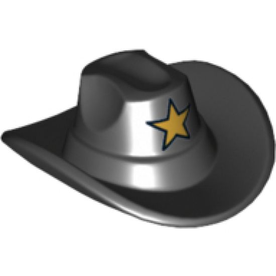 Minifigure, Headgear Hat, Cowboy with Gold Star Pattern