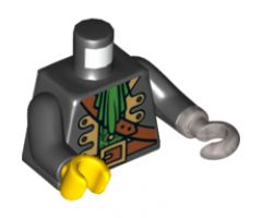 Torso Pirate Captain Pattern Pirates III / Black Arms / Yellow Hand Right / Flat Silver Hook Left