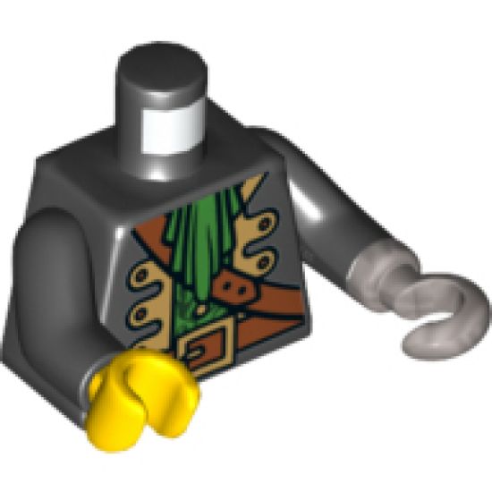 Torso Pirate Captain Pattern Pirates III / Black Arms / Yellow Hand Right / Flat Silver Hook Left