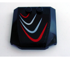 Wedge 4 x 4 x 2/3 Triple Curved with Red and Bluish Silver Curves Pattern Model Left (Sticker) - Set 8669