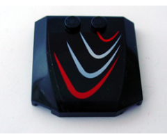 Wedge 4 x 4 x 2/3 Triple Curved with Red and Bluish Silver Curves Pattern Model Right (Sticker) - Set 8669