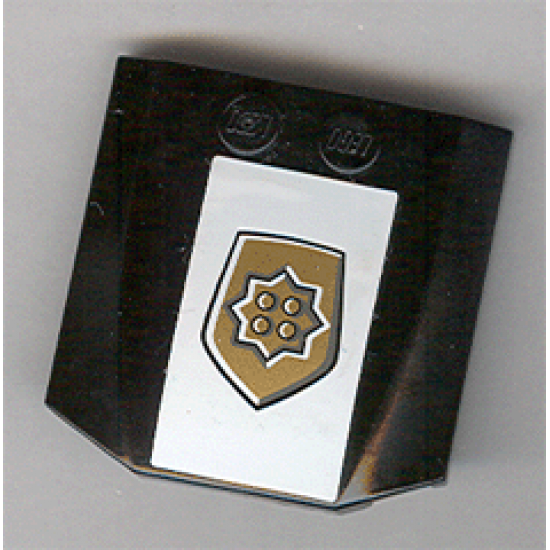 Wedge 4 x 4 x 2/3 Triple Curved with World City Gold Police Badge on White Pattern (Sticker) - Set 7030