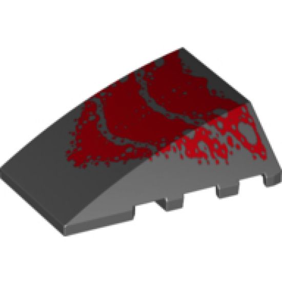 Wedge 4 x 4 No Studs with Red Scales Pattern