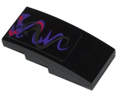 Slope, Curved 4 x 2 with Dark Purple, Pearl Dark Gray and Red Swirls Pattern (Sticker) - Set 70728