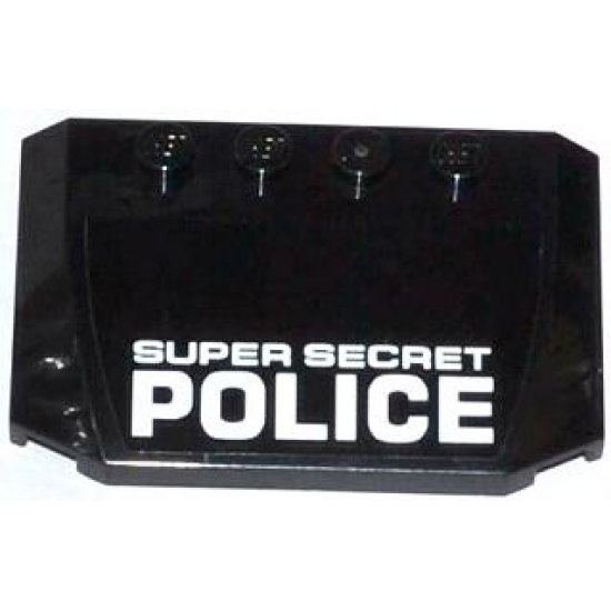 Wedge 4 x 6 x 2/3 Triple Curved with White 'SUPER SECRET POLICE' Pattern (Sticker) - Set 70808