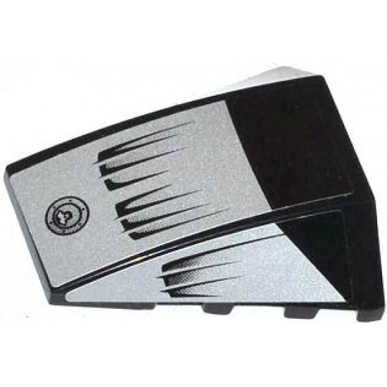 Wedge 4 x 4 No Studs with Air Intakes and Filler Cap on Silver Background Pattern (Stickers) - Set 8132