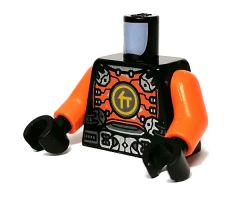 Torso Orange Breastplate with Silver Clasps and Buckle, Bright Light Orange Ninjago Logogram 'C' Pattern / Orange Arms / Black Hands