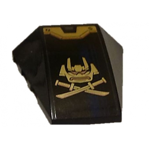 Wedge 4 x 4 No Studs with Dark Blue Stripe, Copper and Gold Swords and Ninjago Samurai Mask Pattern (Sticker) - Set 70625