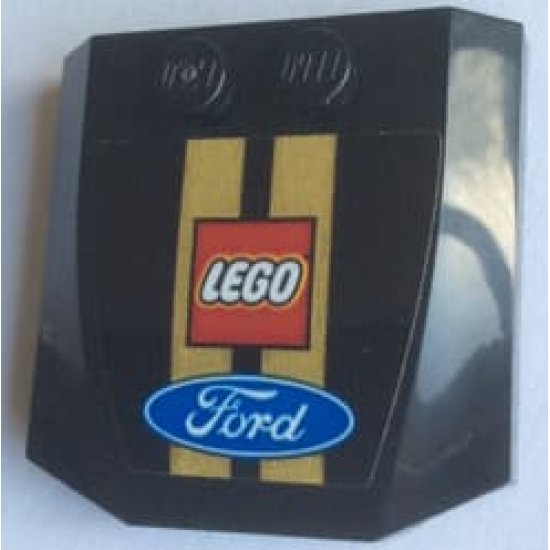 Wedge 4 x 4 x 2/3 Triple Curved with Lego and Ford Logos Pattern (Sticker) - Set 75884