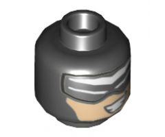 Minifigure, Head Balaclava with White Triangular Headband, Eye Slits, Nougat Face with Smile Showing Teeth Pattern - Hollow Stud