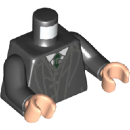 Torso Suit with Vest, White Shirt and Dark Green Tie with Silver Pin Pattern / Black Arms / Light Nougat Hands